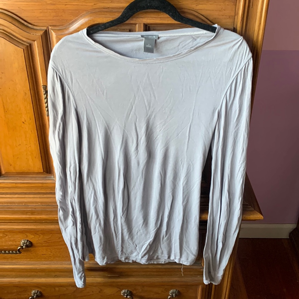 Ann Taylor Oversized Long-Sleeve Gray Tee